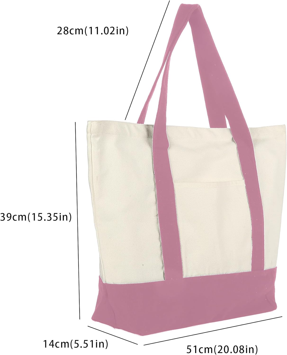 Extra Large Canvas Tote Bag with External Pocket, Reusable Grocery Shopping Bag with Waterproof Lining, Top Zipper - Image 4