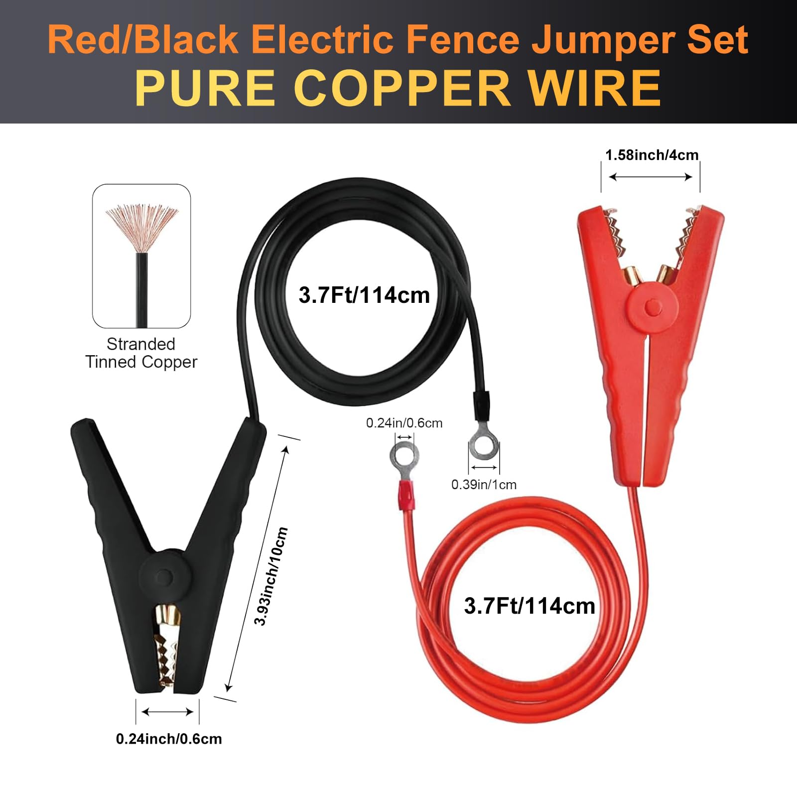 Varilla de Puesta a Tierra para Cerca Eléctrica 45 cm, Cable con Pinzas para Energizador y Cargador Solar, Accesorios para Cerca Eléctrica