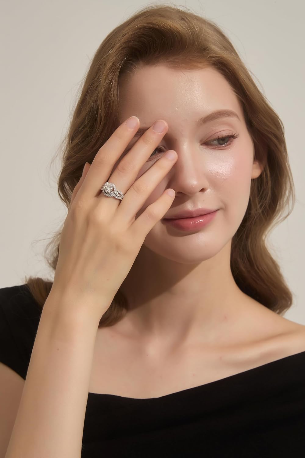 1.5CT Infinite Moissanite Bridal Ring Set 925 Sterling Silver D Color VVS1 Wedding Rings Sets Twisted Stackable Round Moissanite Engagement Ring for Women With Certificate Size 5-11