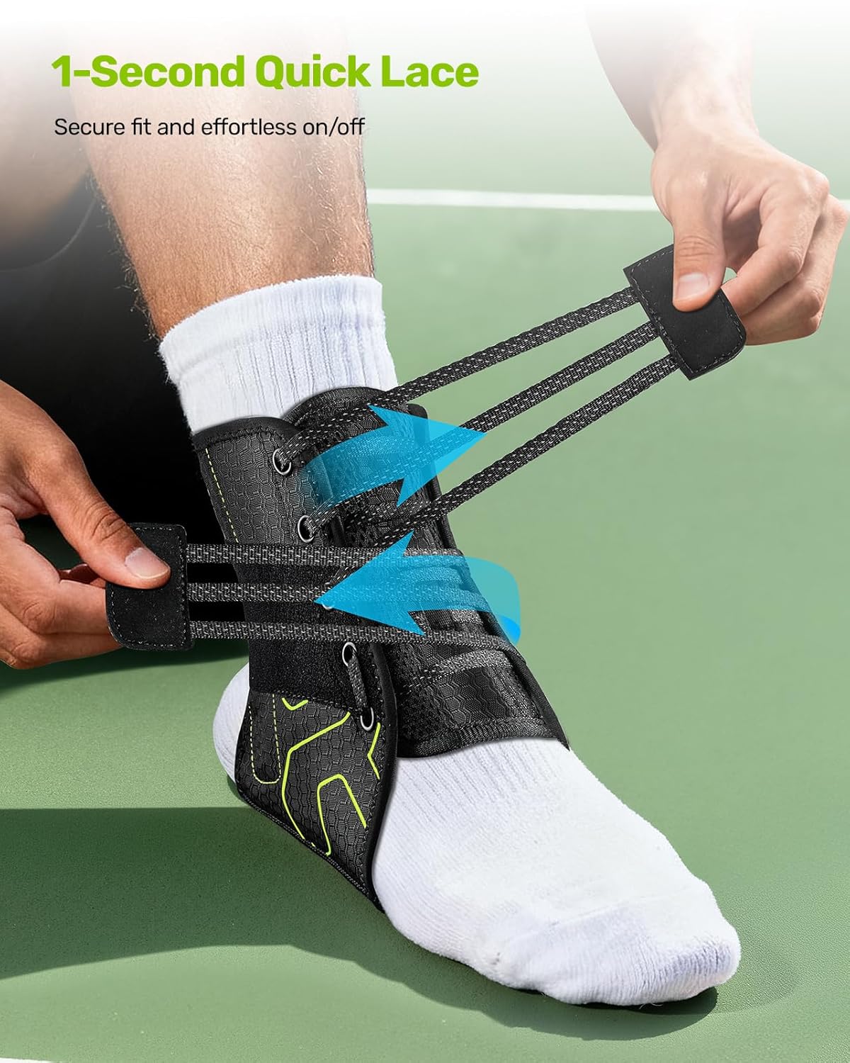 Quick Lace Up Ankle Brace with 2 Metal Support Stays, Breathable Ankle Stabilizer, Slim Fit Ankle Support Brace for Men Women, for Sprained Ankle, Sports, Injury Recovery, Size M