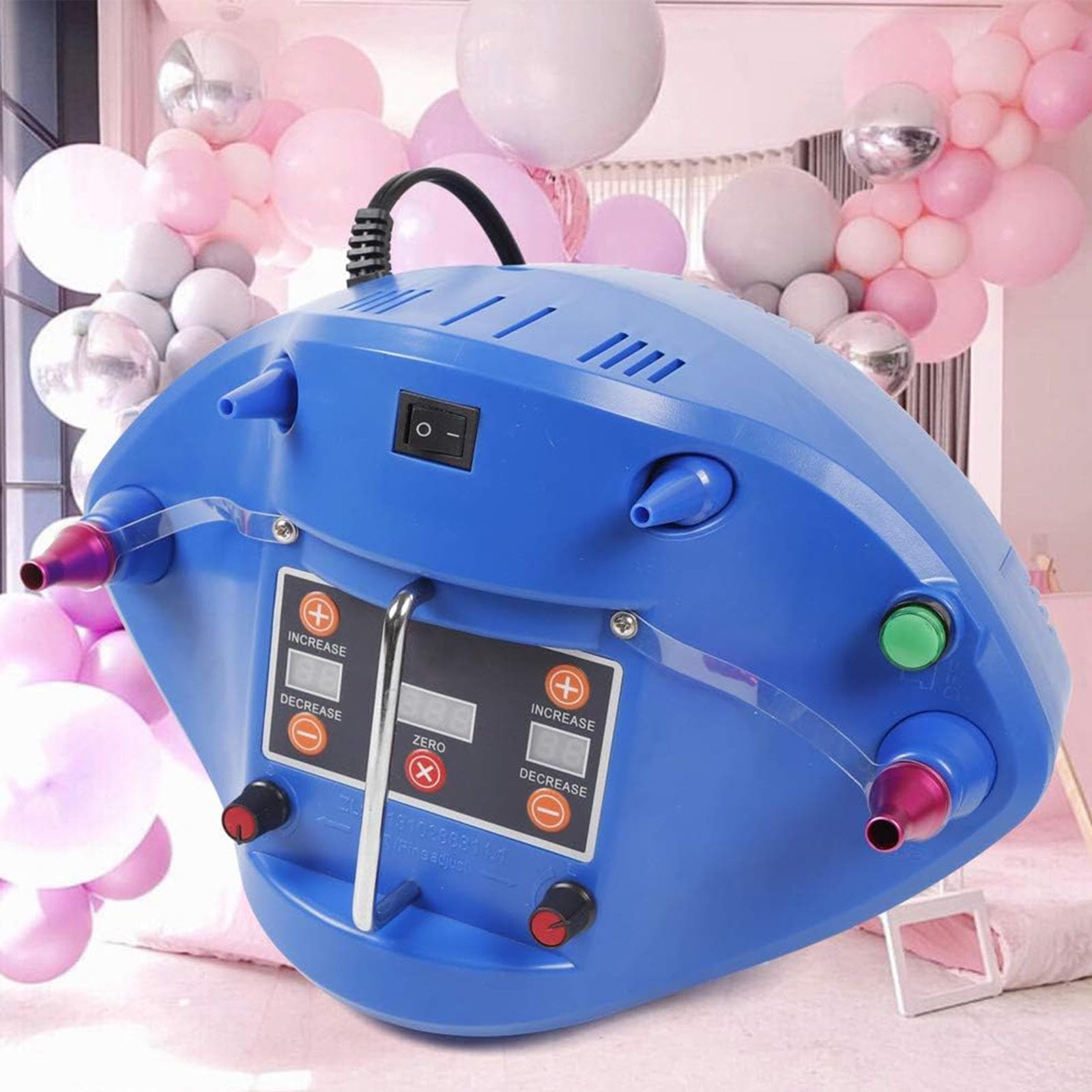 Pompa elettrica portatile per palloncini, gonfiatore a doppio ugello con interruttore a pedale e funzione di conteggio per decorazioni per feste