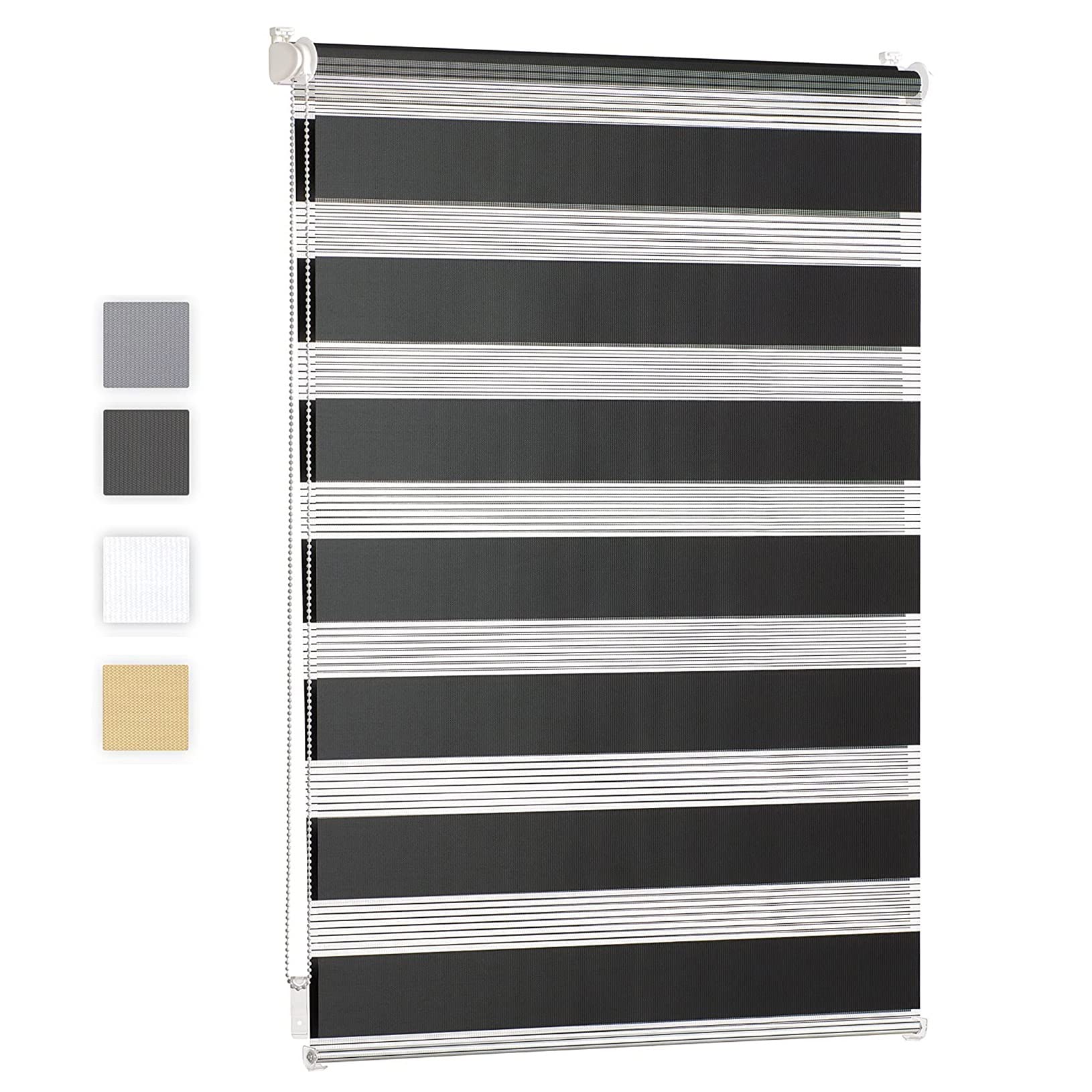 Persianas opacas impermeables de 95 x 200 cm, color gris oscuro, para día y noche, con accesorios, perfectas para baño y oficina
