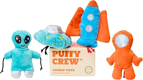 Miniatura 8 de Juguete interactivo de peluche de gato con hierba gatera, tema de viaje espacial, 5 pulgadas, para gatos de todos los tamaños de raza (astronauta)