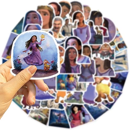 Miniatura 3 de Calcomanías de película de deseos para niños, 50 unidades, diseño de dibujos animados de Disney, impermeables, modernas para adolescentes, botellas