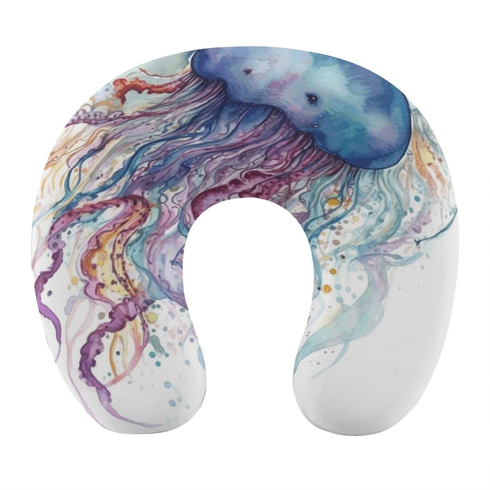 VstaDank Watercolor Jellyfish Neck Pillow Soft Comfortable Travel U Shaped Pillows Portable Pillows for Shoulder Memory Foam Head Support Pillow for Airplane Car Home Office