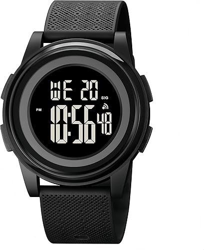 Mens Watch Ultra-Thin Digital Watches Minimalist Sports Watch Waterproof Men with Wide-Angle Display Rubber Strap Wrist Watch for Men