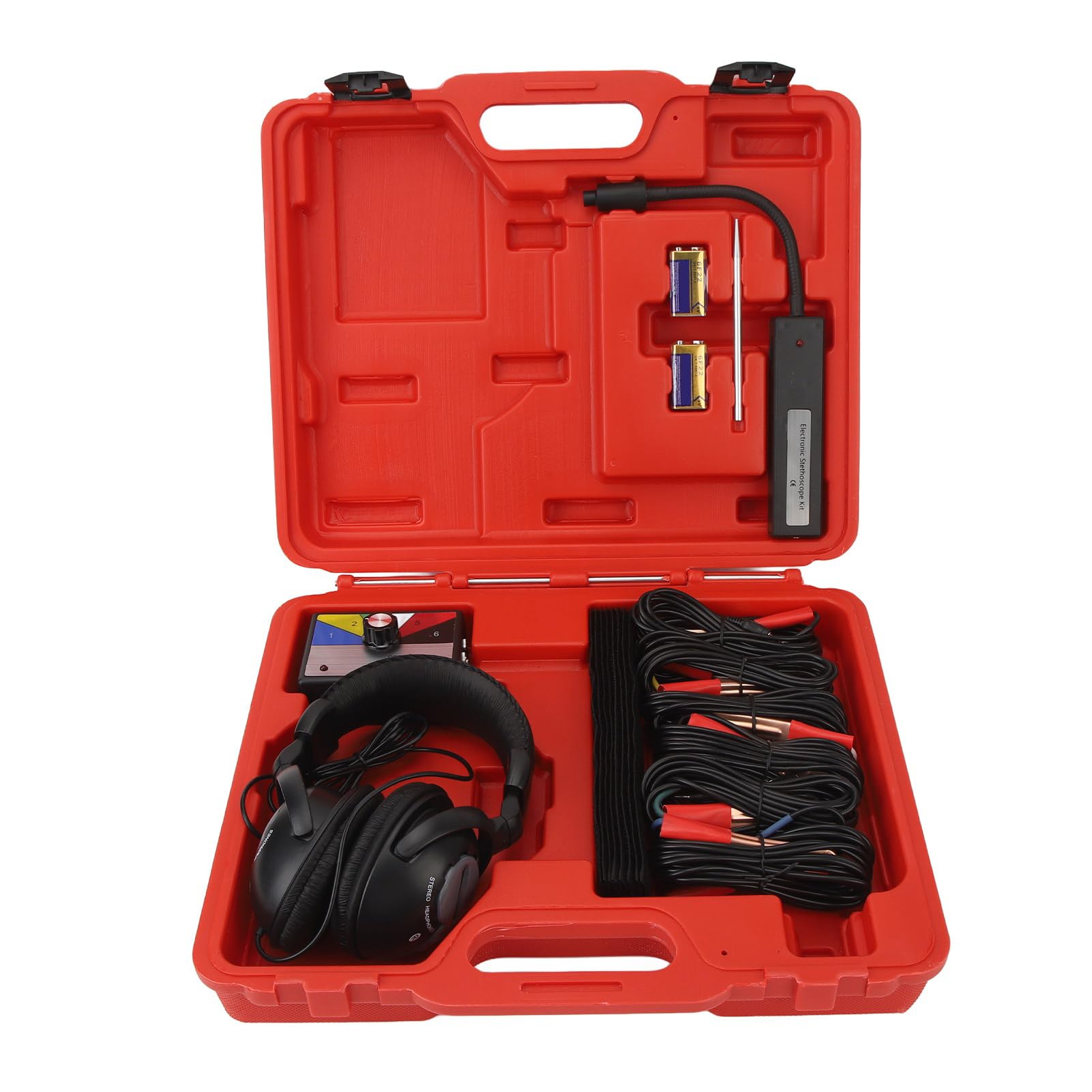 Kit de Estetoscopio Electrónico, Herramienta Mecánica de Alcance de Diagnóstico de Ruido del Motor Preciso Antiinterferencias de Alta Sensibilidad de 6 Canales