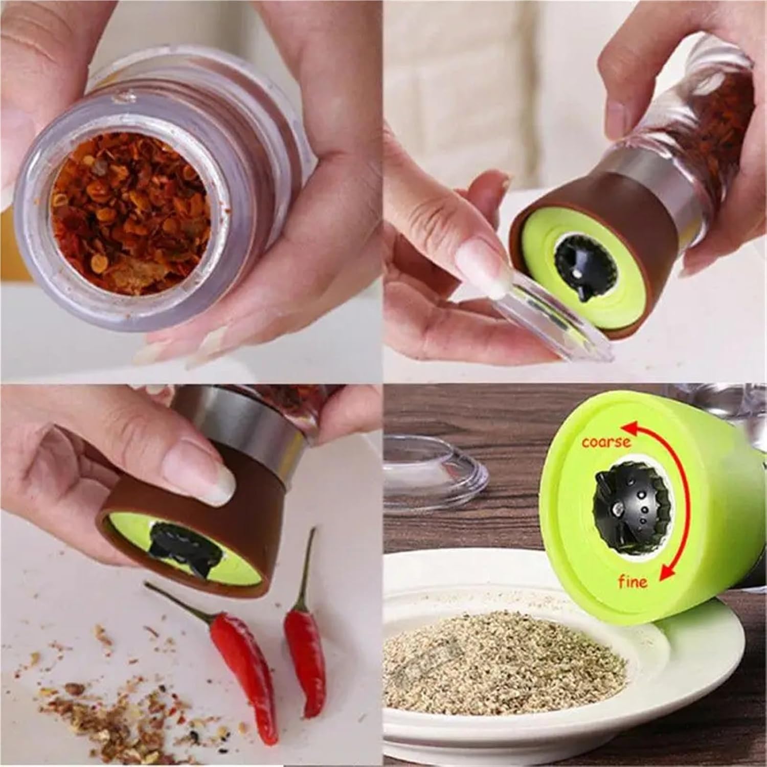 Glass Manual Salt and Pepper Mill Set, Refillable Spice Grinders for Home Cooking(12 X 5 X 5.3 black)