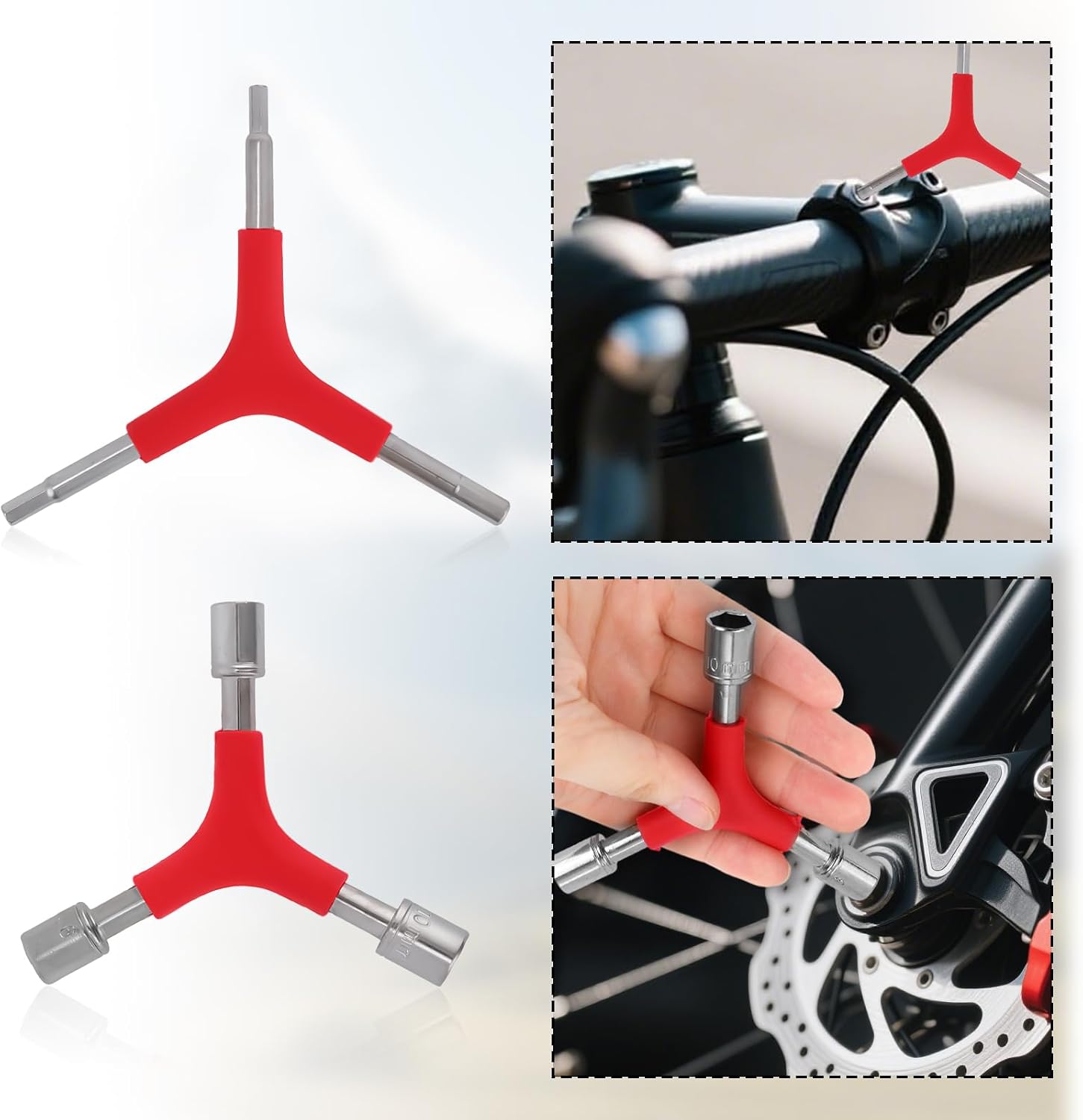 BOXOB 7pcs Bicycle Spoke Wrench Set, Portable Bike Spokes Tool Kit with 2 Spoke Keys, 2 Rubber Grip Wrenches, Tire Lever, Y Hex Wrench & Y Socket Universal Wheel Tension Adjust Bike Repair Tools