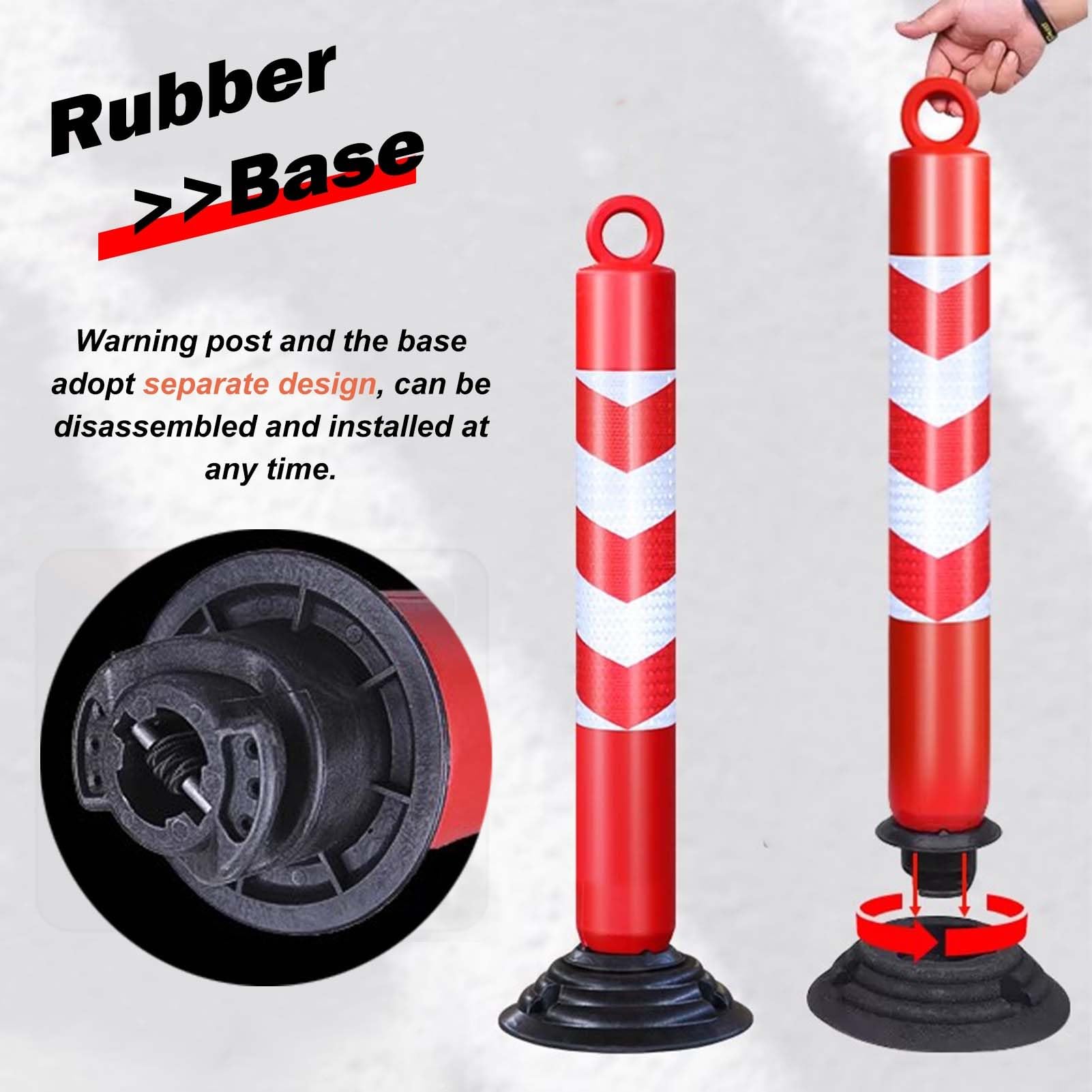 Pilona Bolardo Poste Poste de Barrera de Estacionamiento Flexible, Bolardo de Seguridad Desmontable, Poste Demarcador de Tráfico para Aceras y Entradas de Vehículos(H 80cm (31 1/2"))