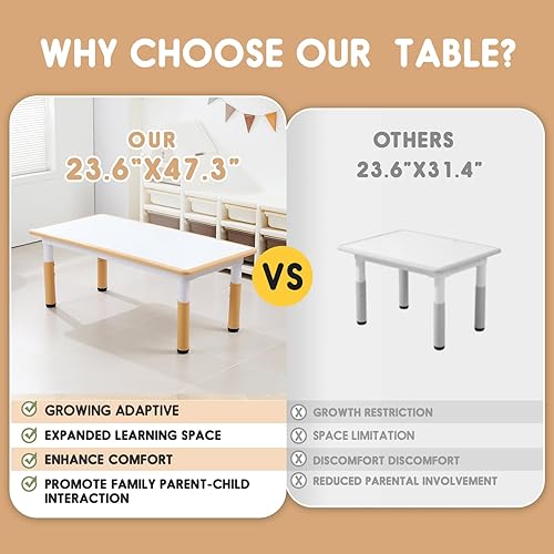 Miniatura 3 de Juego de mesa y silla para niños, juego de mesa y sillas para niños, patas y organizador de mesa antideslizantes, altura ajustable, escritorio de