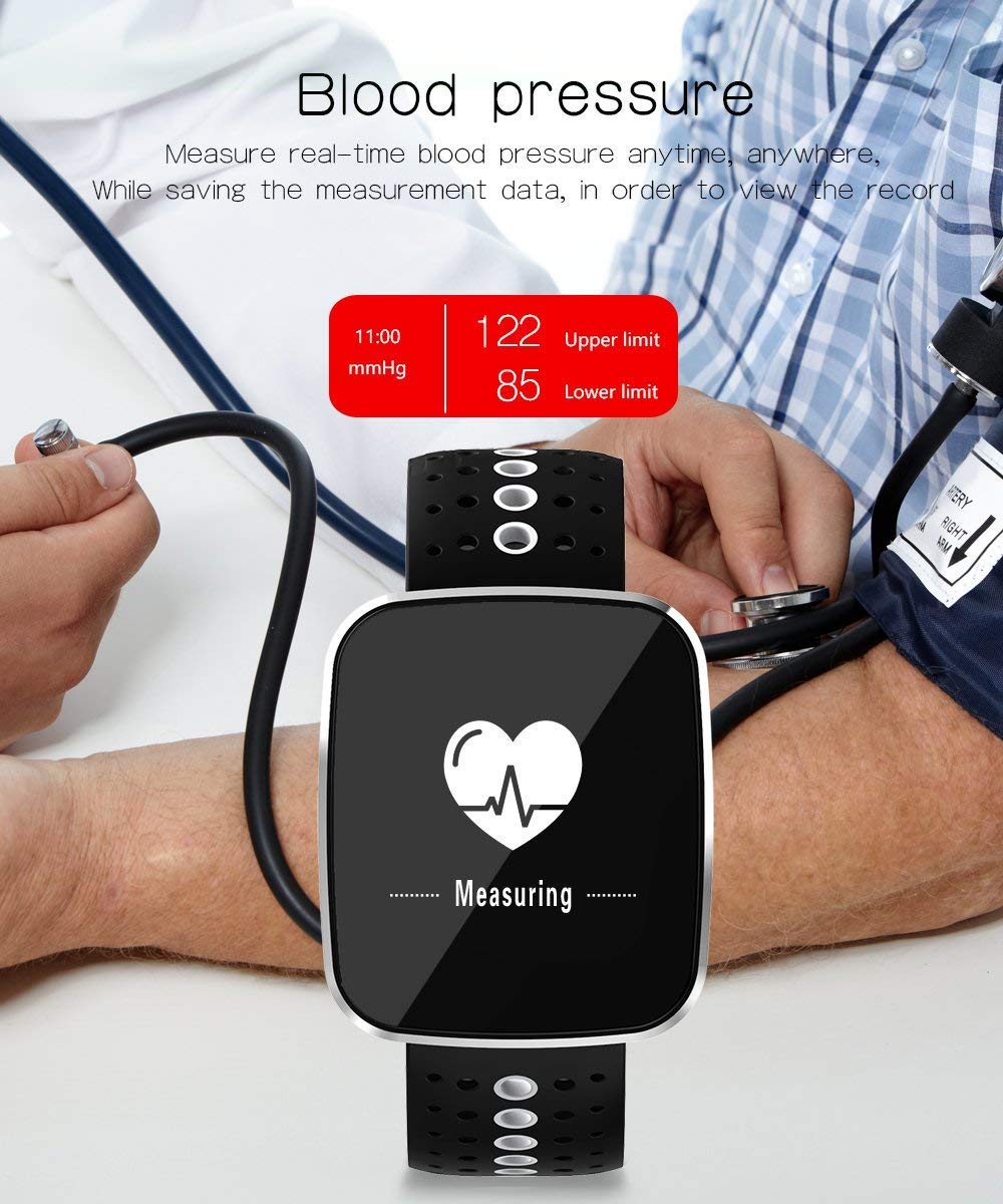 SHT Reloj de la Aptitud, perSeguidor de la Aptitud con el Monitor del Ritmo cardíaco, Monitor del sueño, Pulsera de múltiples Funciones del Monitor de la presión Arterial Bluetooth