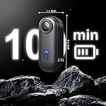 4K Thumb Action Camera | 128G Sports Camera for POV Photoshooting: Waterproof Sports Camera The Size of a Thumb Suitable for Running Cycling Swimming Hiking Adventure Etc (Black)