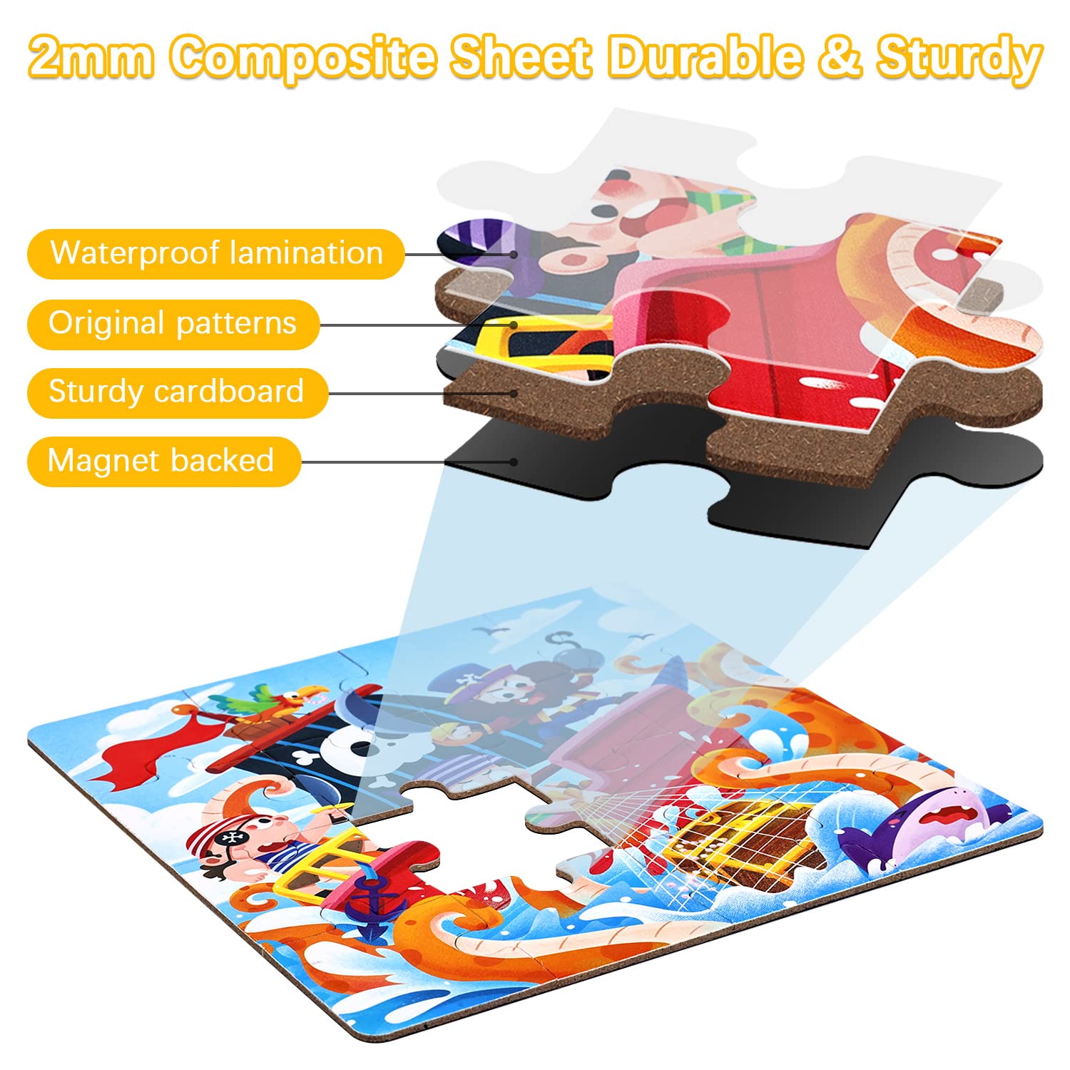 BBLIKE Puzzle Magnetici per Bambini dai 3 Anni in su, Puzzle 3-in-1, Puzzle con Animali Libro per Bambini, Giochi da Viaggio Giocattoli per Bambini di 3 4 5 Anni Ragazzi e Ragazze（Dinosauro）