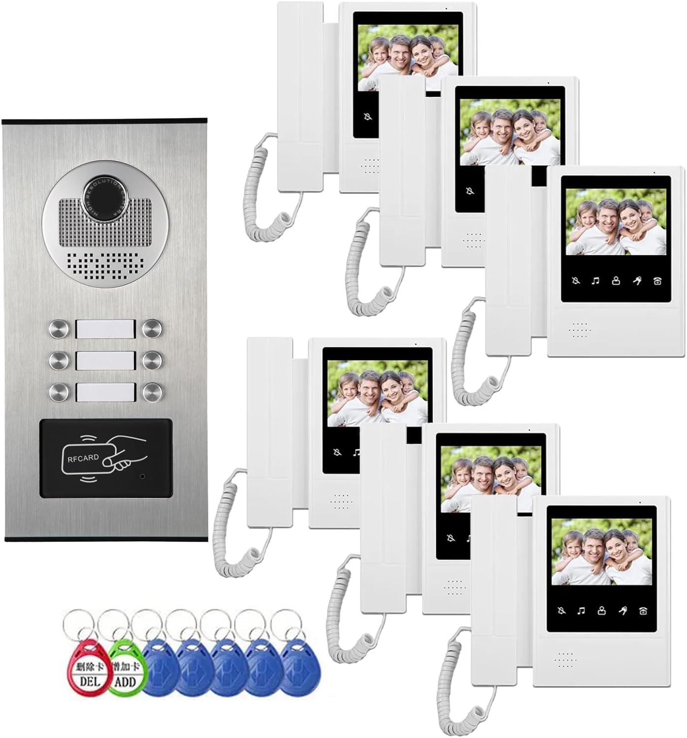 Video Intercom System for Apartment,4.3 inch Monitor Wired Video Door Kit,Indoor Outdoor Video Intercom System Doorbell Camera, Doorphone Telephone