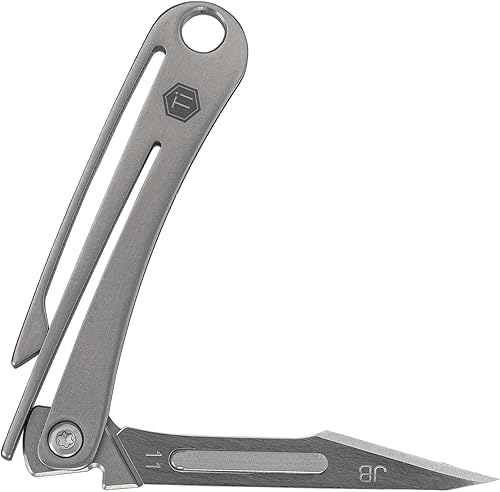 Miniatura 4 de KeyUnity KK07 Mini cuchillo de bisturí de titanio y anillo D de titanio KA17