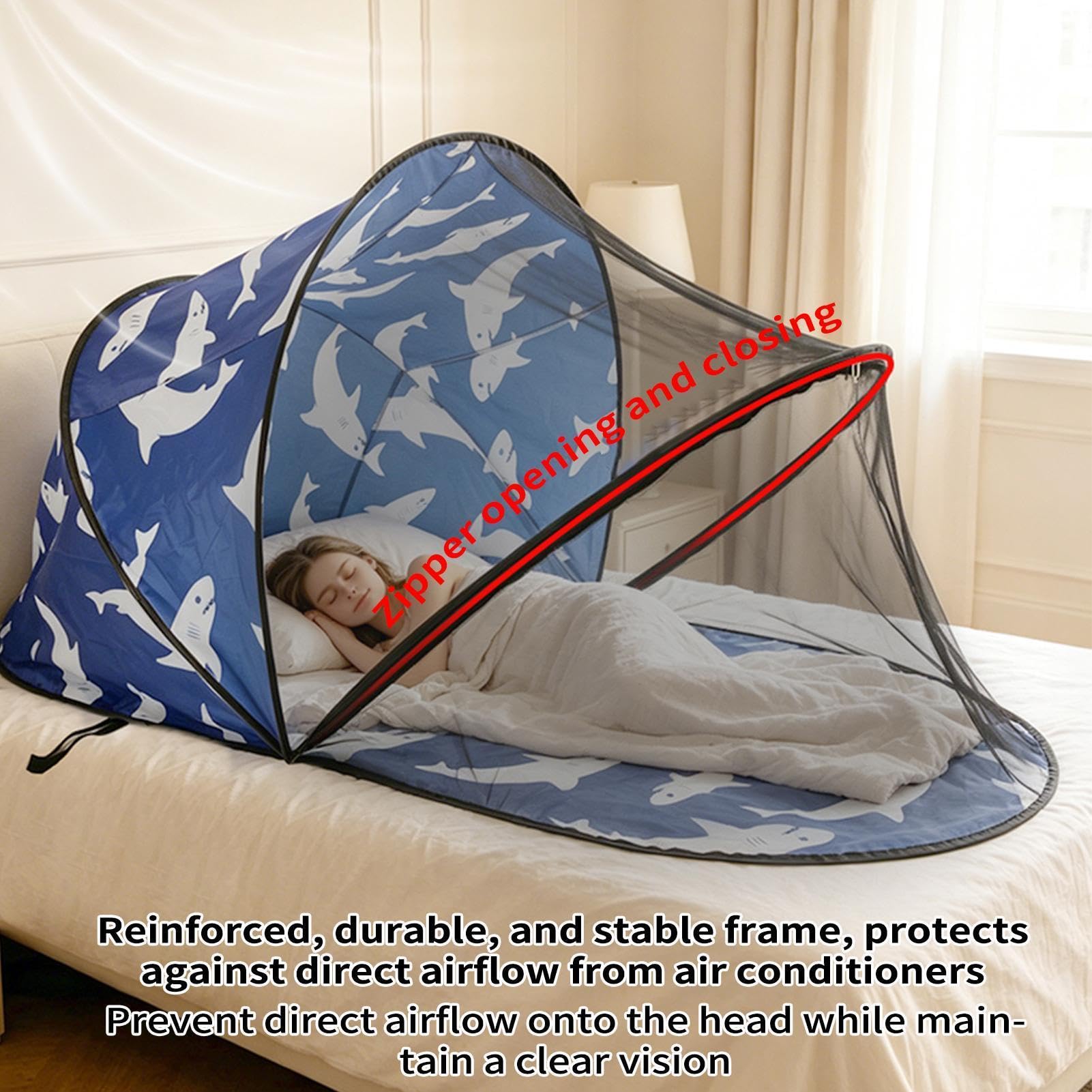 Moustiquaire de Camping Tente Pliante Respirante à Ouverture Rapide | Filet de protection à montage facile pour Extérieur Jardin Cour Arrière-Cour Maison Terrain Lit Déplacement