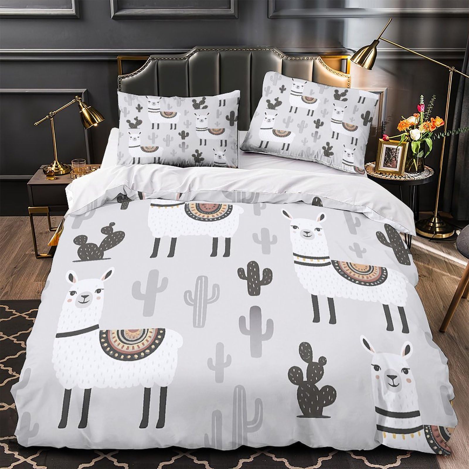 Parure de lit chiot blanc en microfibre super king size 260x220 cm avec housse de couette