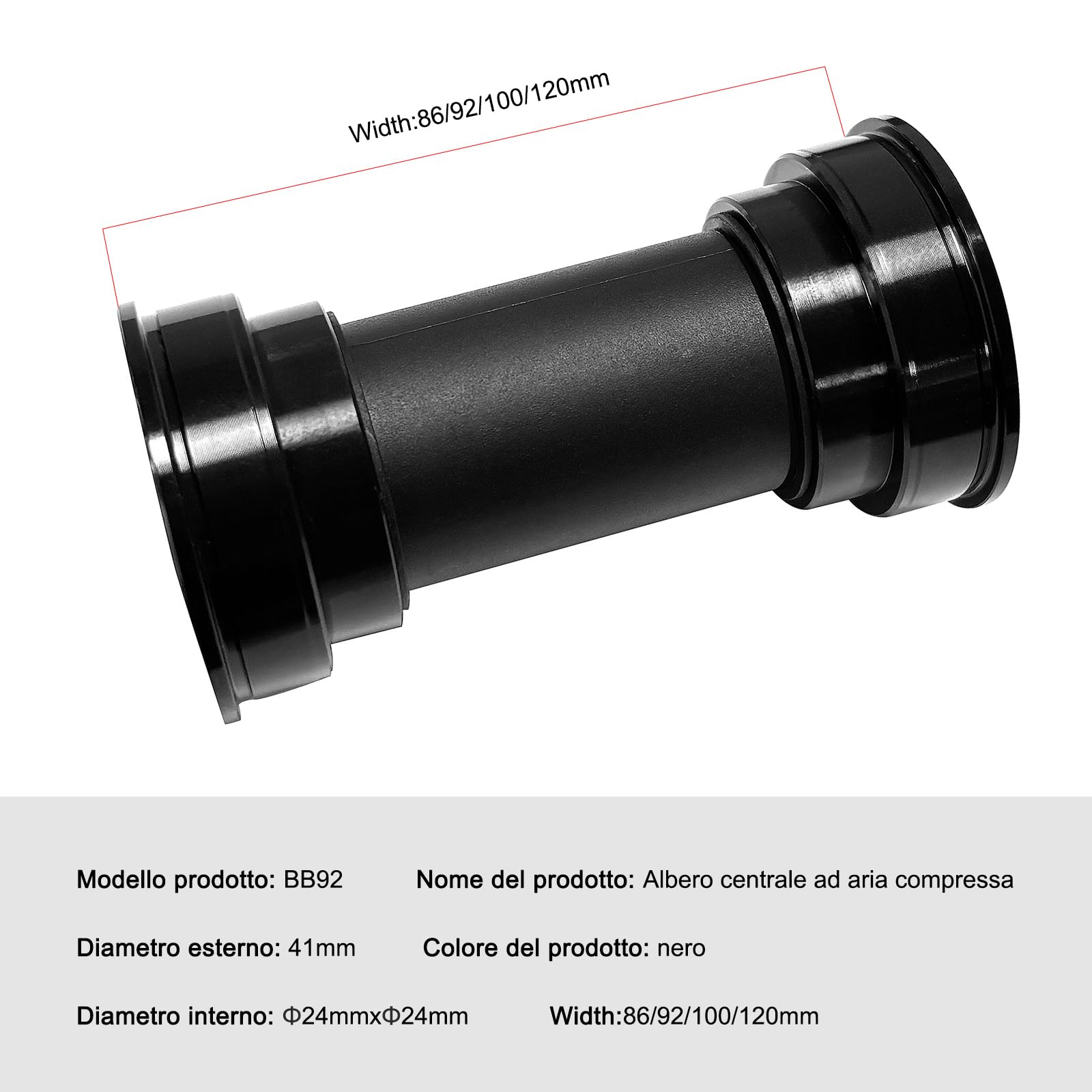 Mimoke Cuscinetto interno per bicicletta BB92, cavo monopezzo, per albero centrale, per biciclette, cuscinetto a pedale, 24 mm, staffe inferiori per biciclette, ultra lubrificate, leggero,