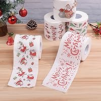 Vista 6 de EXCEART 5 rollos de papel higiénico de Navidad, servilletas desechables impresas para fiestas divertidas de Navidad, decoración de baño