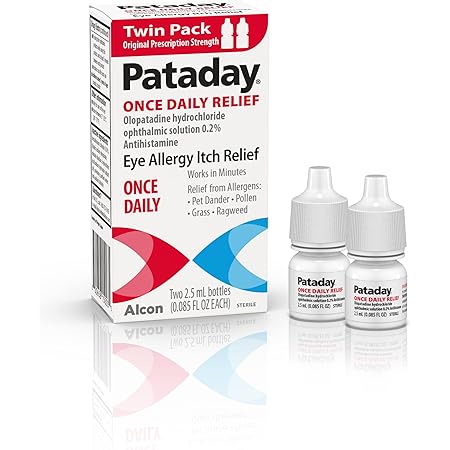 Pataday Alcon - Gotas para los ojos con alergia para aliviar la picazón de la alergia ocular, 0.1 fl oz (2 unidades)