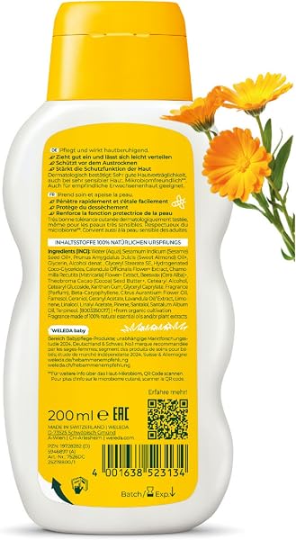 Visita la tienda de Weleda Weleda - Leche Corporal de Caléndula para Bebé, Hidrata, Nutre, Calma y Protege, Apto para Pieles Sensibles - 200 ml in use