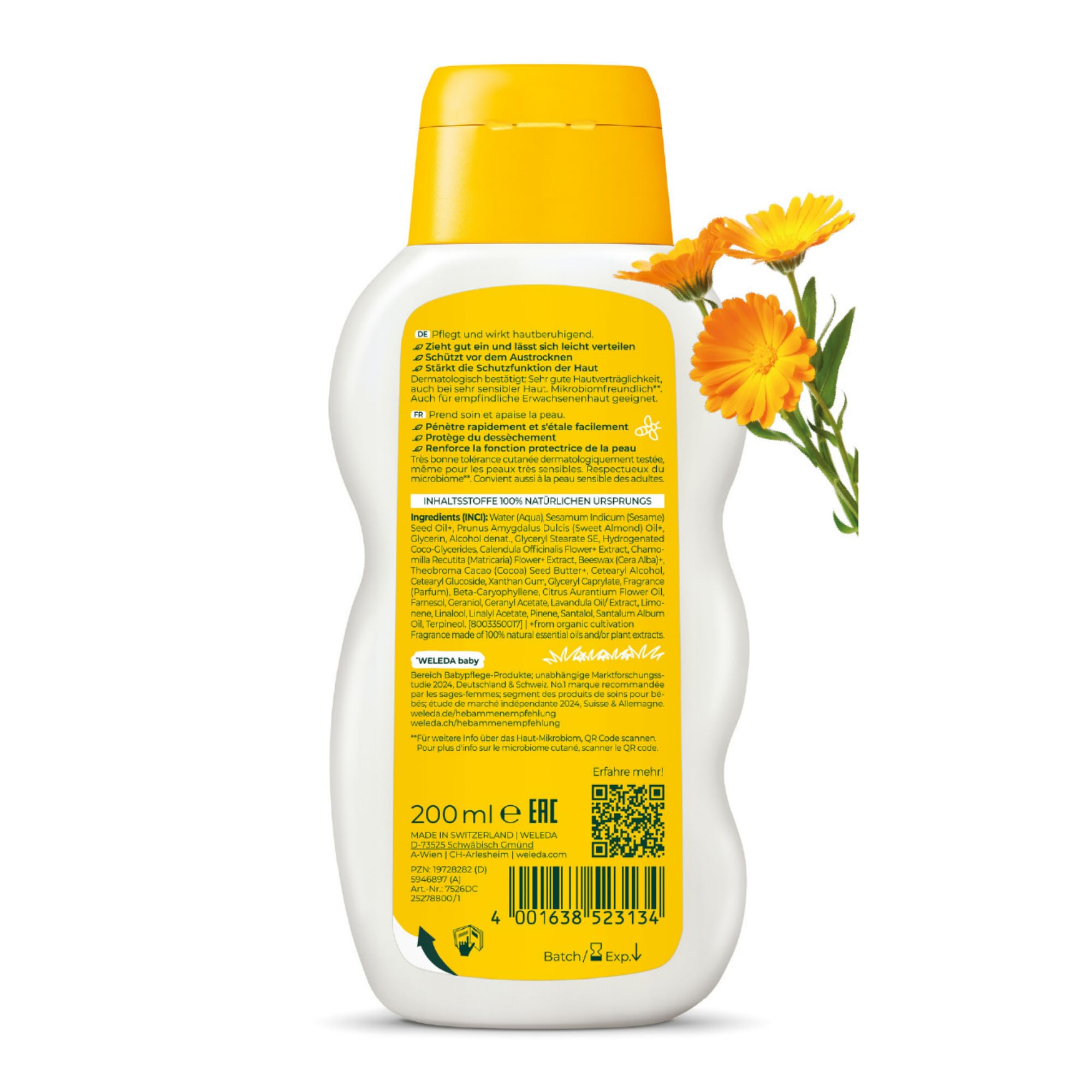 Visita la tienda de Weleda Weleda - Leche Corporal de Caléndula para Bebé, Hidrata, Nutre, Calma y Protege, Apto para Pieles Sensibles - 200 ml in use