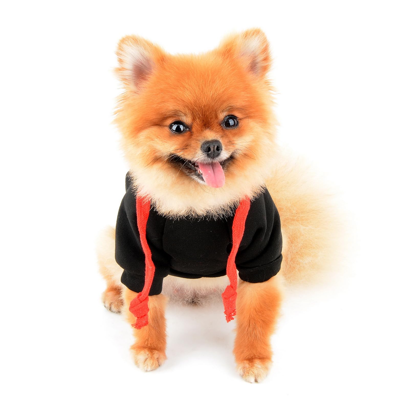SMALLLEE_LUCKY_STORE Cute Pet Fleece Hoodie Jumper Winter Coat Jacket for Small Medium Large Dogs Cats with Buffalo Check Heart Puppy Pullover Sweater Warm Cold Weather Clothes,Black,M - Image 3