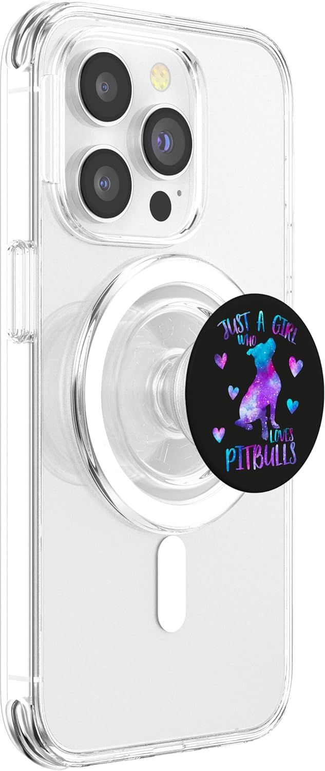 Just a Girl Who Loves Pitbulls Watercolor Galaxy Pitbull PopSockets PopGrip for MagSafe