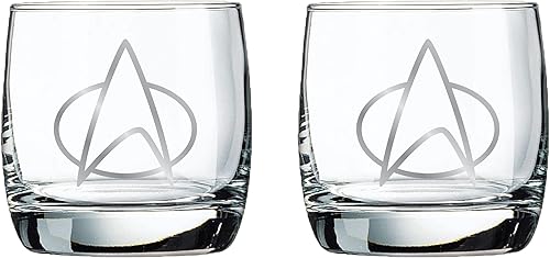 Star Trek The Next Generation - Vasos de whisky coleccionables, juego de 2 vasos (10 onzas)