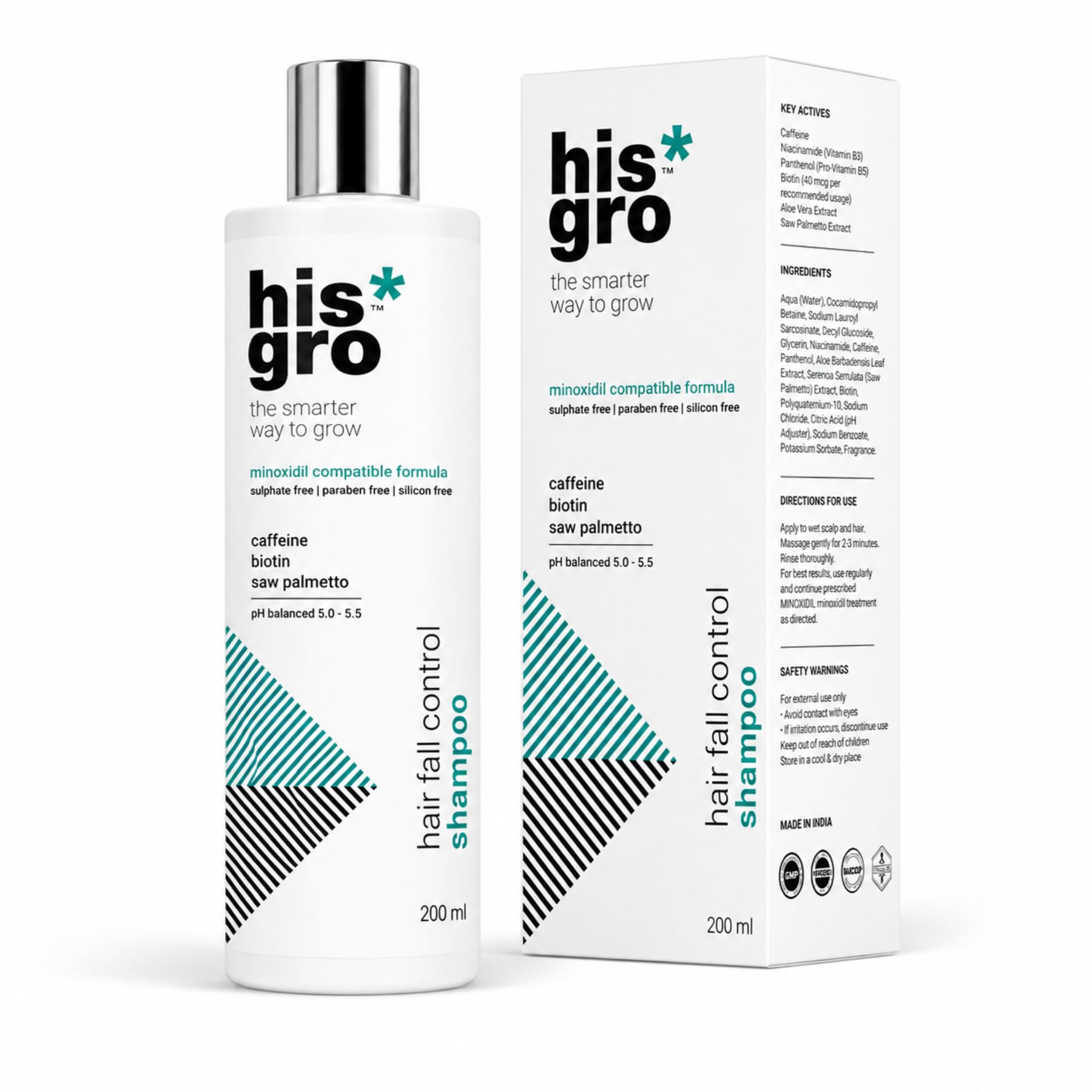 Hair Fall Control Shampoo | Biotin & Caffeine | 200ml | Sulphate-Free Hair Shampoo with Biotin, Caffeine & Saw Palmetto for Healthy Scalp and Stronger-Looking Hair-image-0