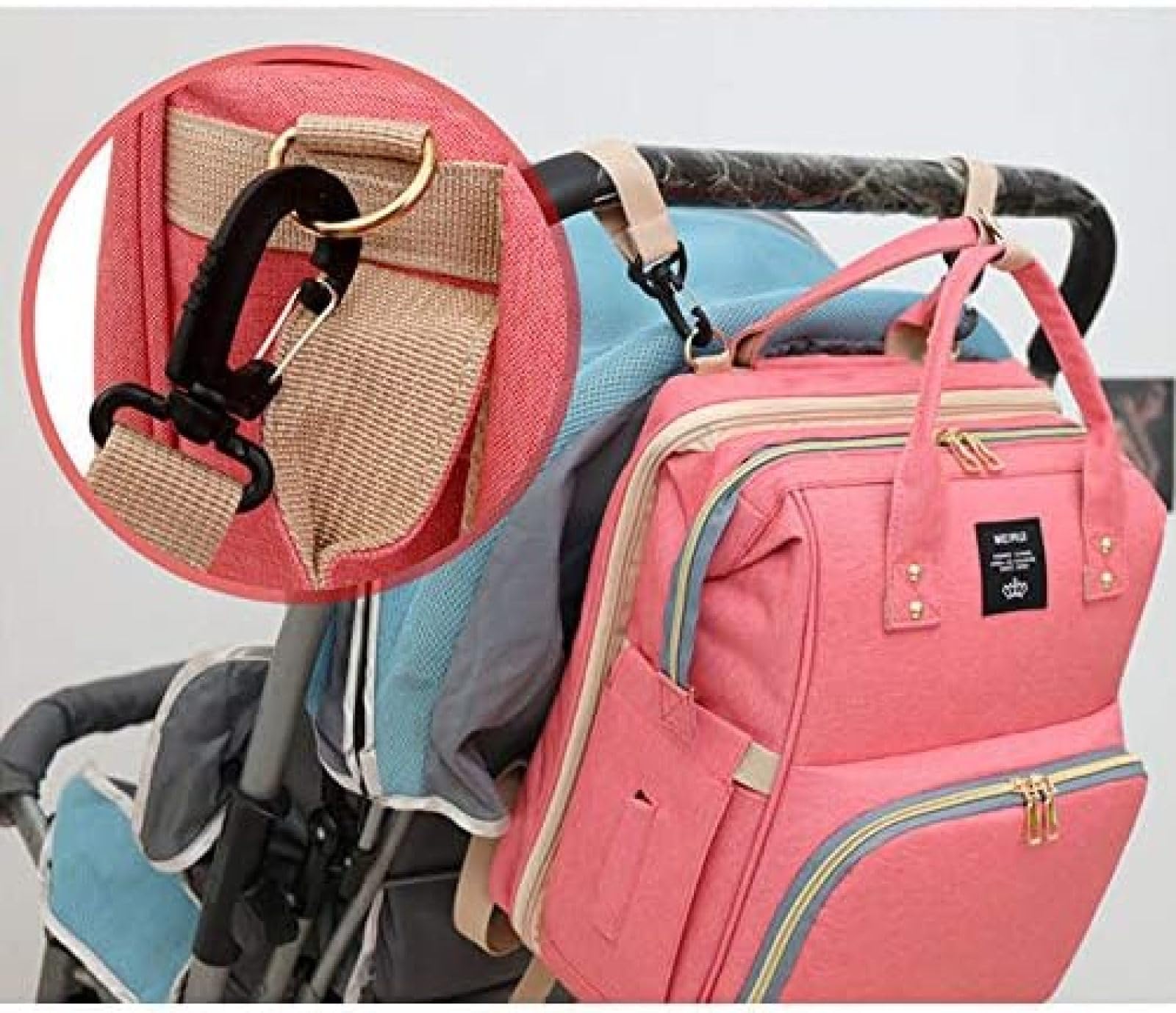 Mochila para Pañales 3 En 1 con Estación De Cambio, Cama Plegable Portátil, Cuna De Viaje para Mamá, Material De Registro para Bebés Recién Nacidos para Niñas Y Niños,Gris,bonny369