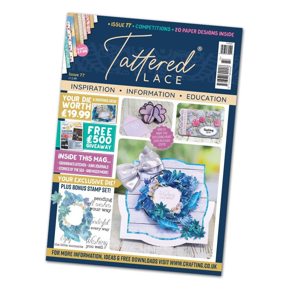 Tattered Lace Issue 77 Magazine with Free Blue Orchids Die & Sentiments Stamp Set