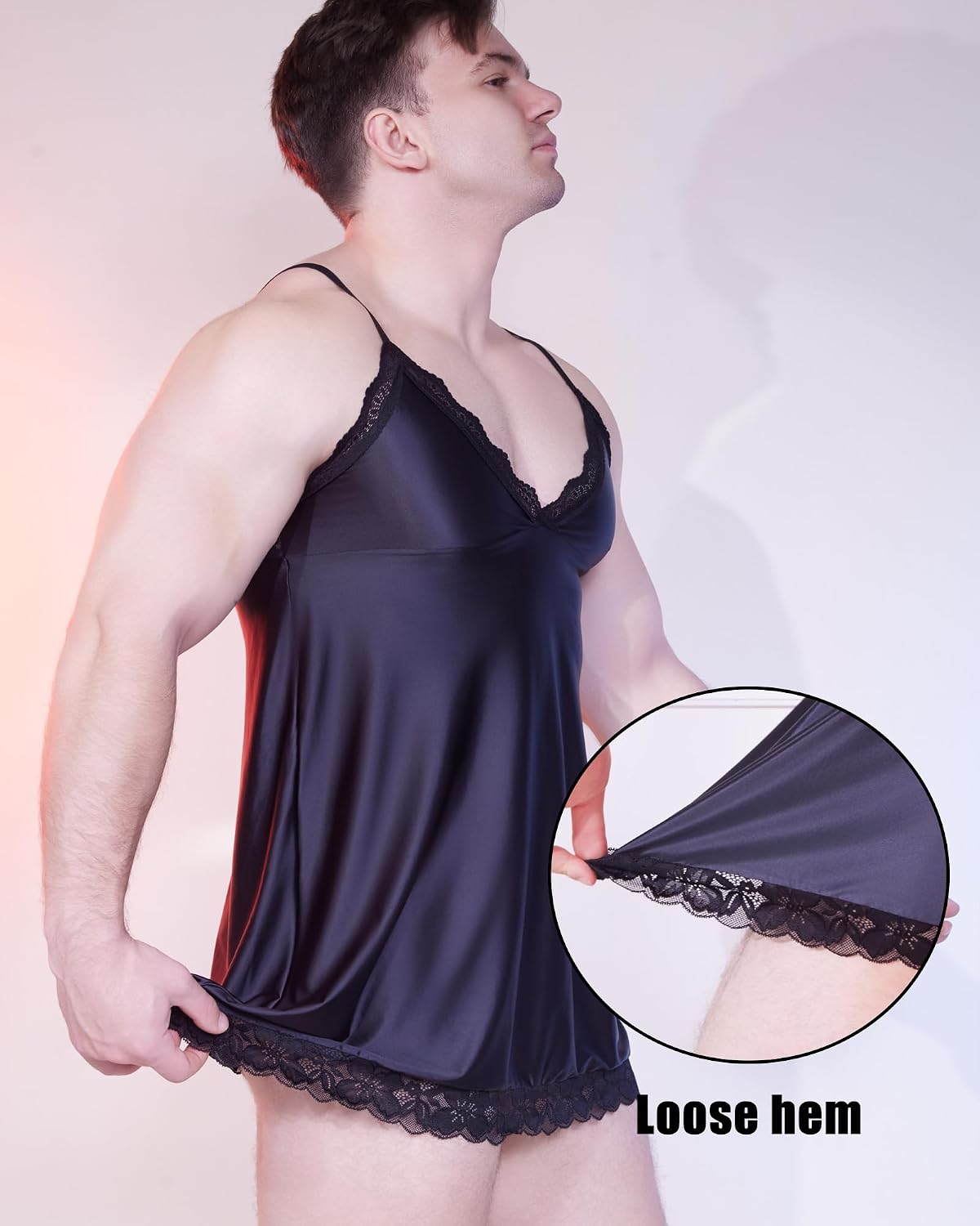 Sissy Nightgown for Men, Lace Floral Babydoll Nightdress V-Neck Crossdressing Lingerie Outfits