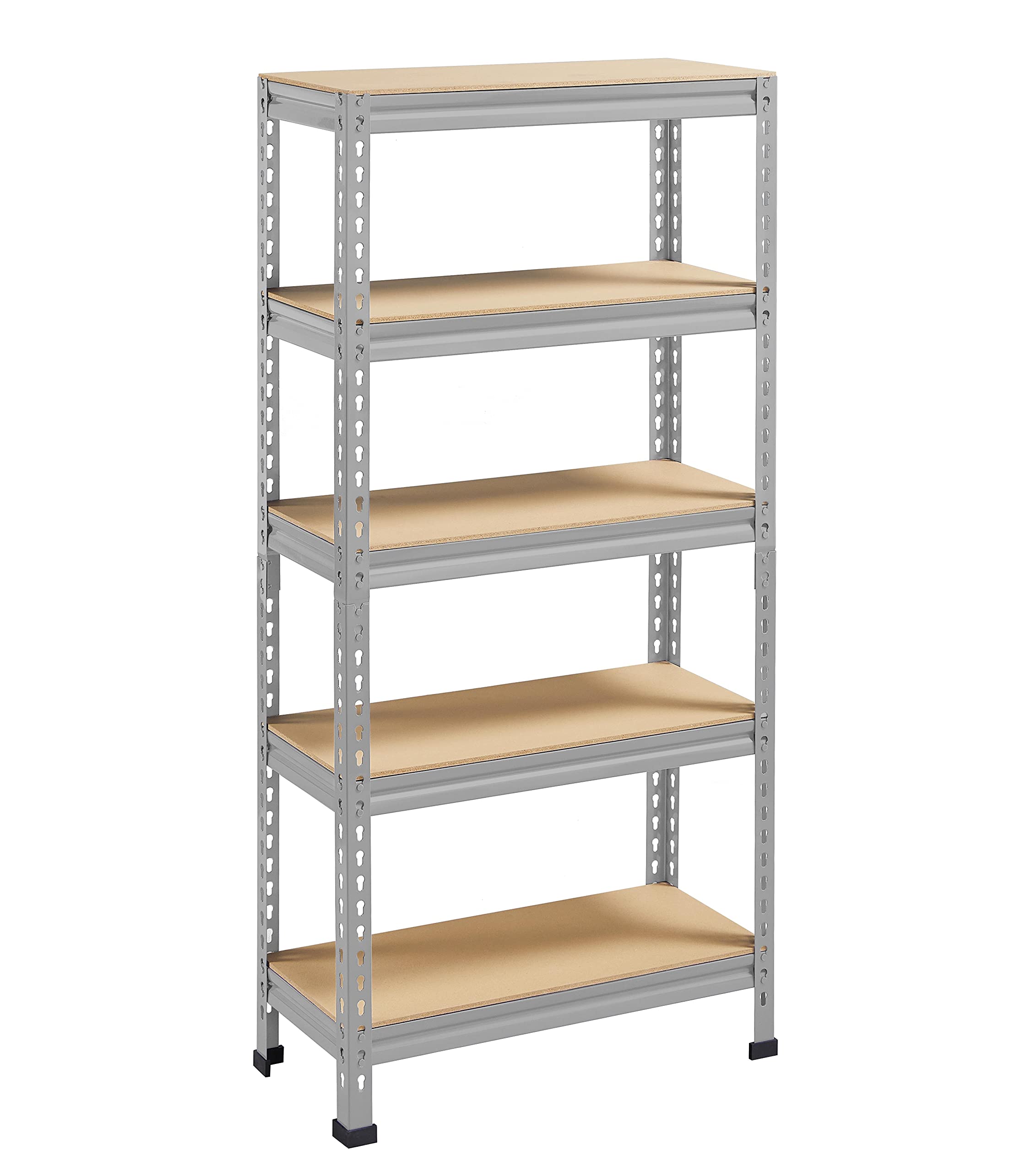 Yaheetech Garage Shelves Storage Shelves Heavy Duty 5 Tier Shelving Units Metal Boltless Industrial Racking for Home/Warehouse,70cm x 30cm x 150cm,Light Gray