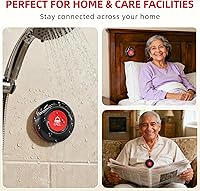 Vista 4 de CallToU Buscapersonas de cuidador inalámbrico botón de alerta de campana de llamada para personas mayores/ancianos/pacientes 1 receptor de enchufe 1