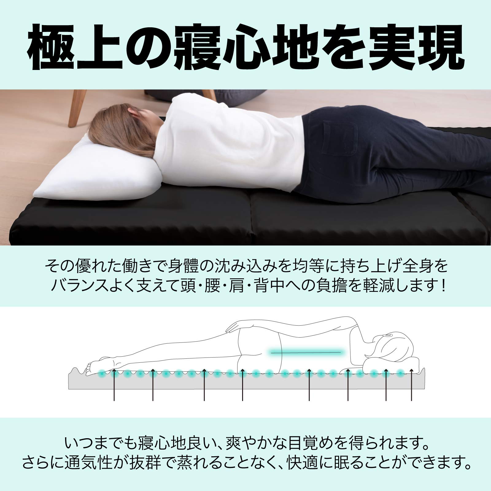 Amazon｜WAVV マットレス 三つ折り 25D 折りたたみマットレス シングル  