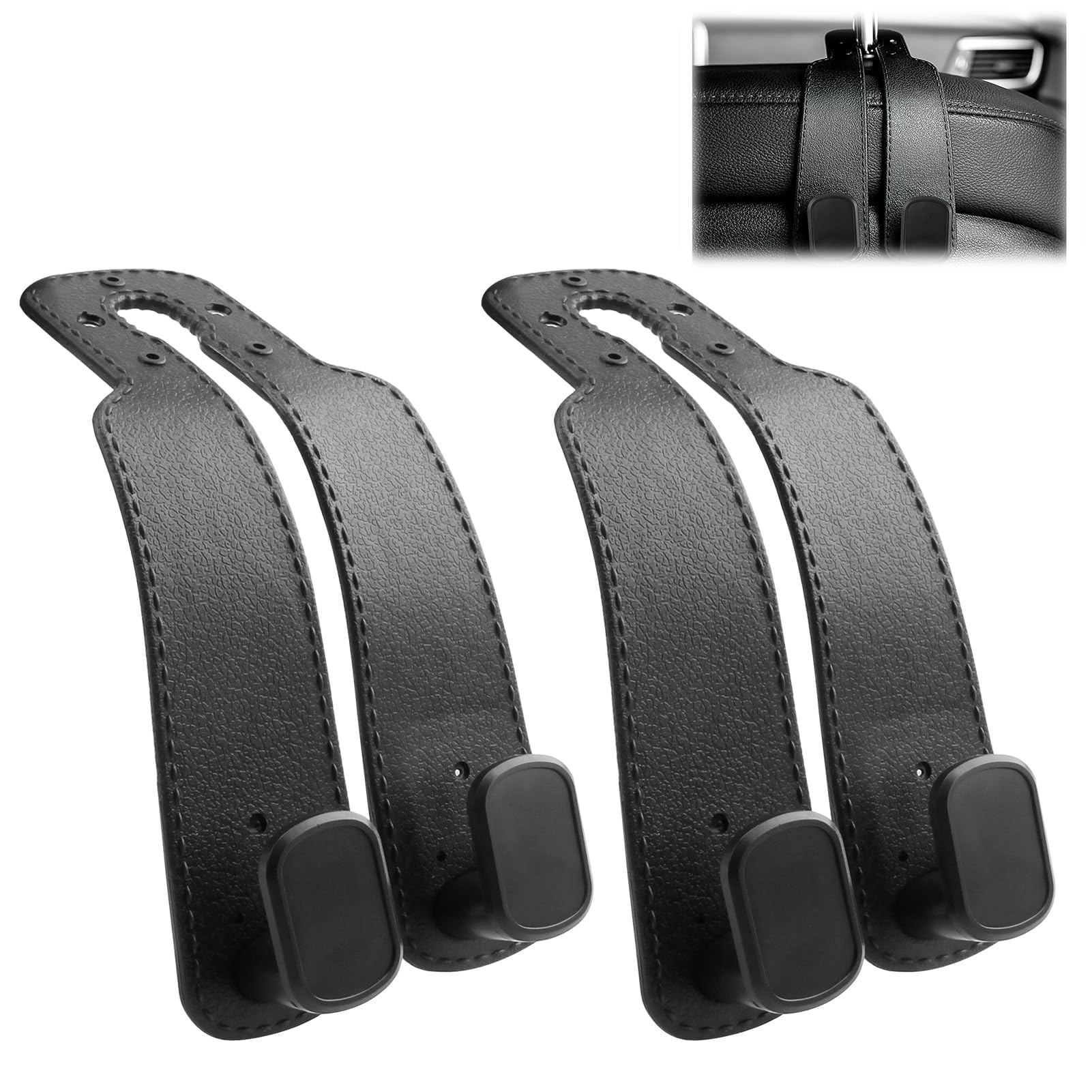 Autositz Doppelhaken Rückenhaken Aus Leder, 2 stück Auto Lagerung Haken, Autositzlehne Haken,Aufbewahrungshaken, Kopfstützenhaken, Autositzhaken, Auto Zubehör Für Innenraum Handtaschen, Taschen