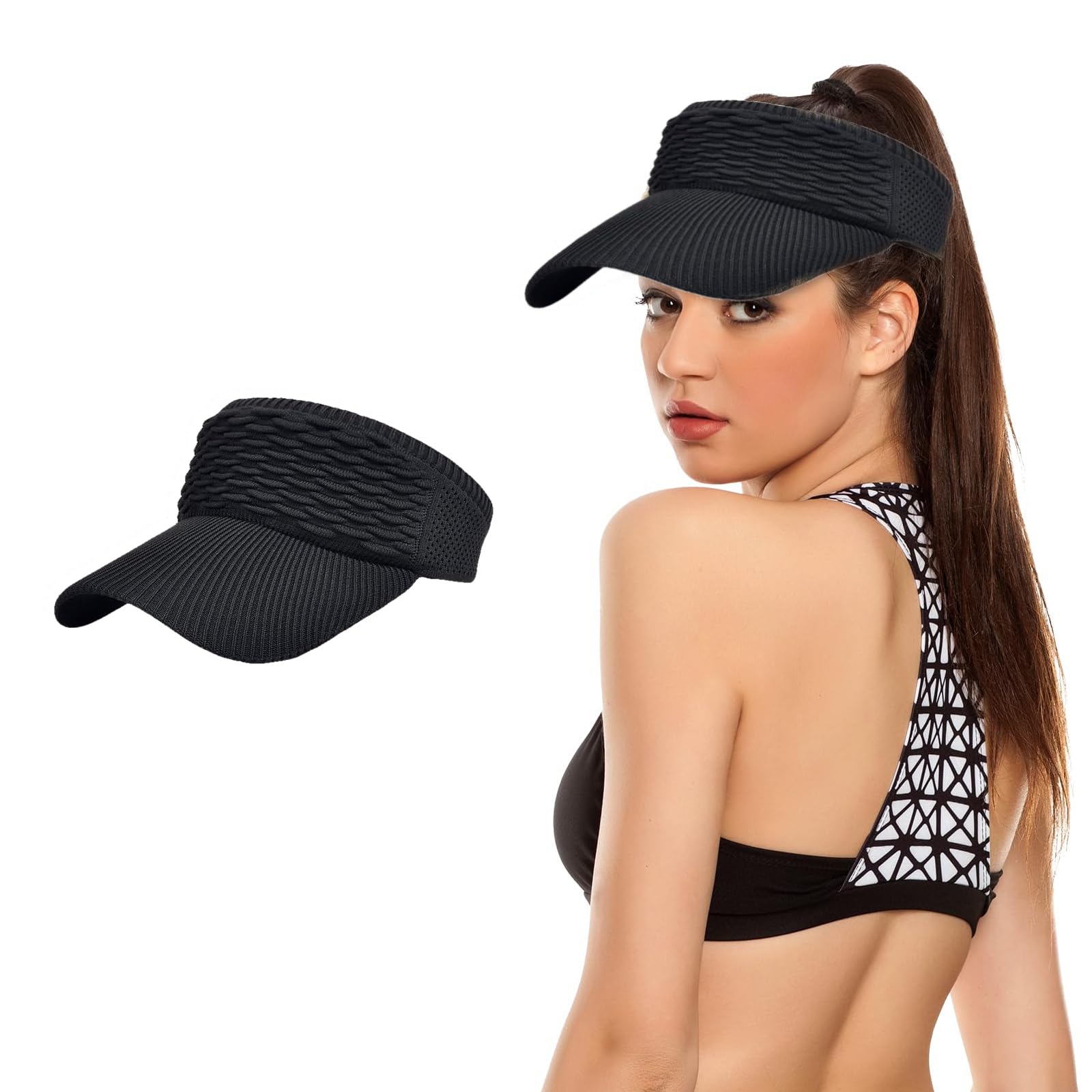 NHCDFA Hat for Women, Cap for Women, Women Cap Sun Hats for Women Fashion Lightweight Quick Dry Summer Cap for Beach, Cycling, Travel - Adjustable Drawstring Closure Black