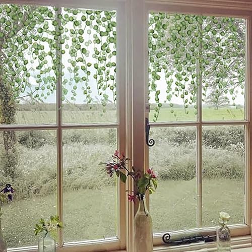 ZWEBY Pegatinas de ventana de doble cara de flores verdes de verano para colgar vid, hojas florales, calcomanías de ventana para puertas de vidrio