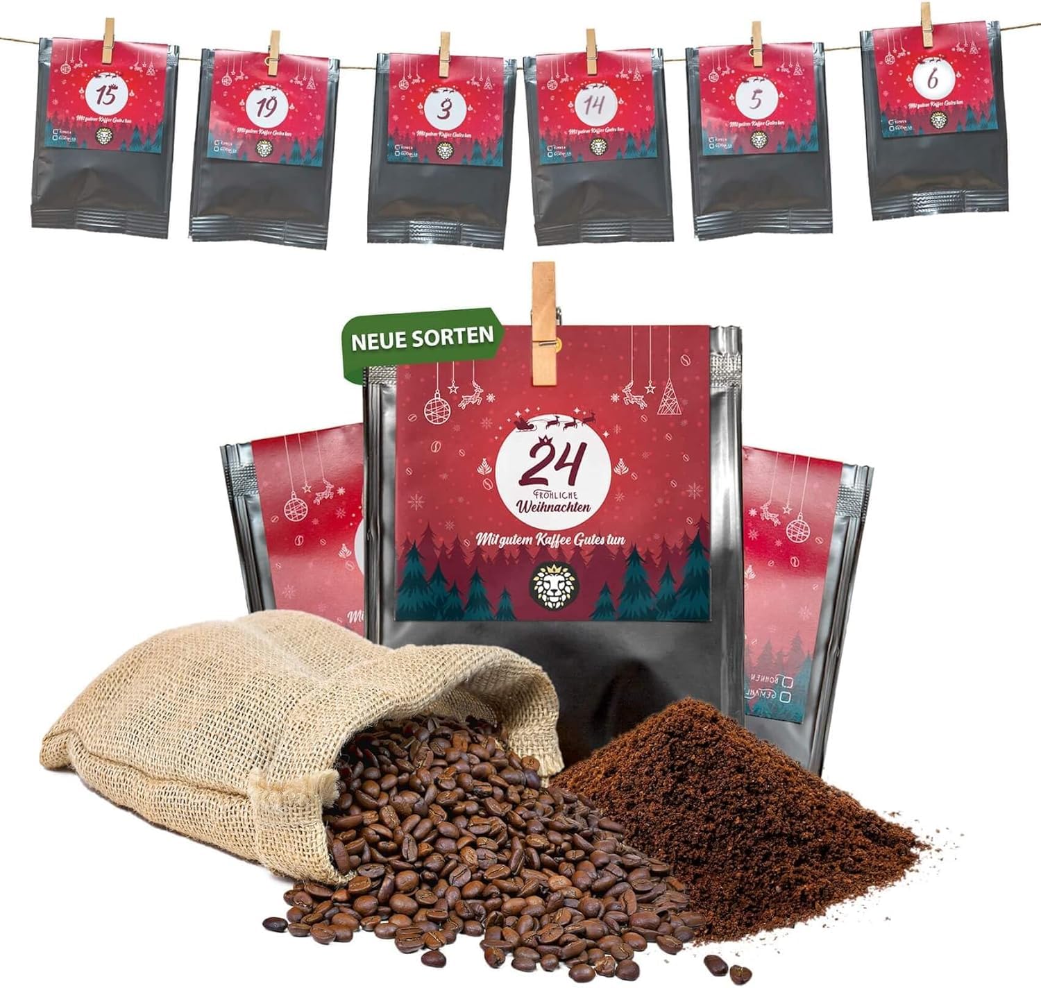 Kaffee Adventskalender 2025 - Mit Liebe geröstet von Menschen mit Behinderung | Kaffee Geschenk für Männer und Frauen | fair | 24 x 30 g Kaffeebohnen im Weihnachtskalender