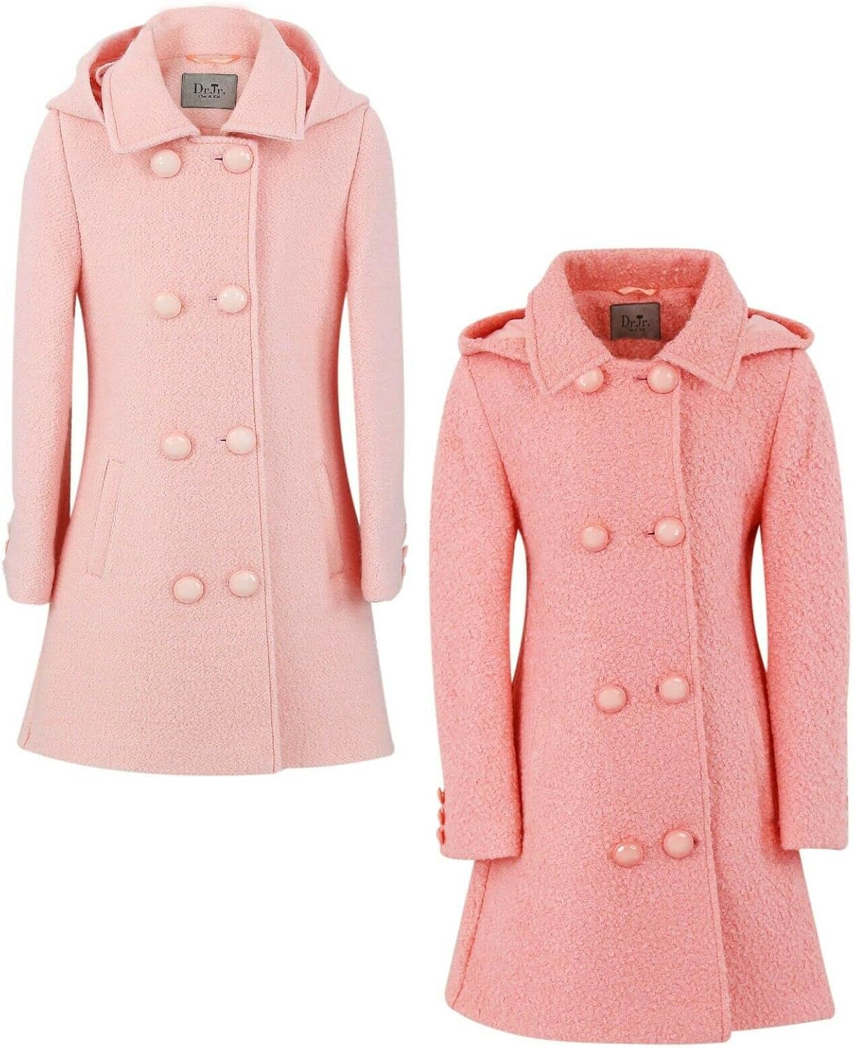SIRRI Girl’s Wool Double-Breasted Mid Length Over Coat Formal Special Occasion Outerwear