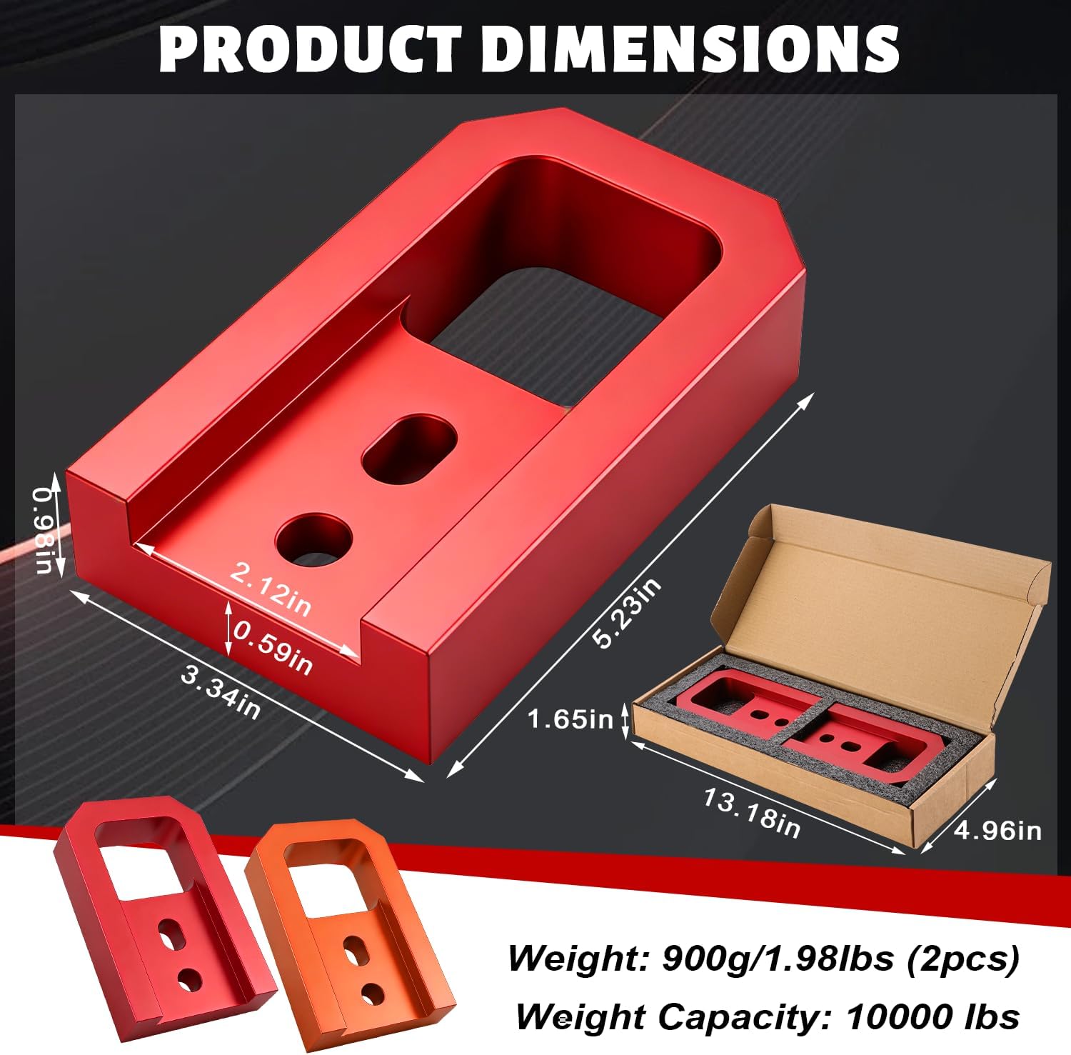 Tow Hooks for Tacoma 2024-2026/4Runner 2025-2026/Land Cruiser 250 2024-2025, T6061 Aluminum, 10,000lbs Capacity, Tow Hooks for Toyota Tacoma/4Runner/Land Cruiser 250, Bolt-On Installation (Red)