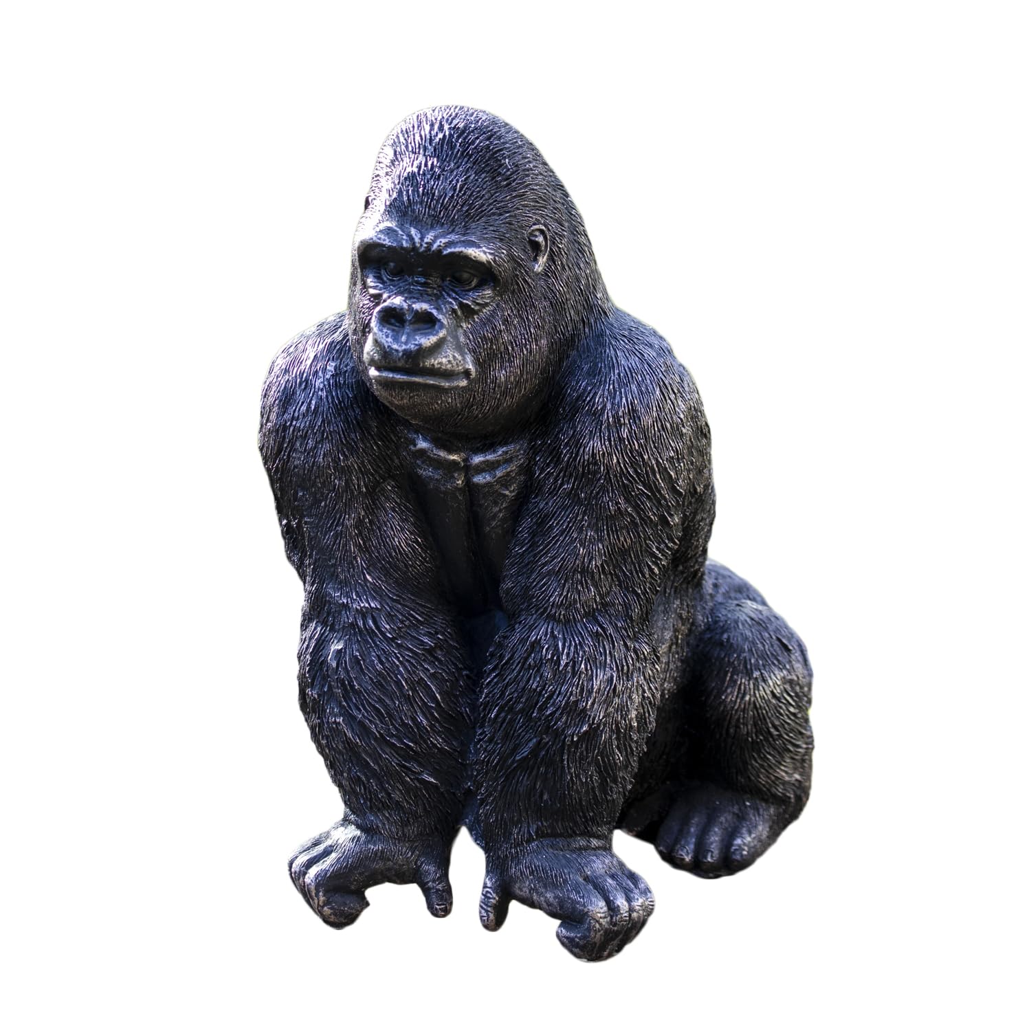 Darthome Bronze Great Gorilla Garden Ornament, Large Resin Ape Statue, Black Bronze Finish, Weatherproof Outdoor Lawn Patio Decor, 23x27x17cm