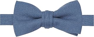 BELLUNO Solid Bow Tie Pre-Tied for Men and Boys, Cotton and Linen Blended Bowties