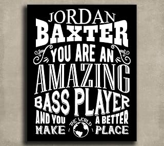 Amazing Bass Player Custom Plaque Tin Sign Gift for Musician Band Member Typography Personalized Metal Art Print #1383