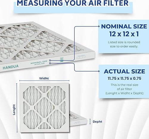 Miniatura 2 de Handua Filtro de aire MERV 8 de 12 x 12 x 1 pulgadas, filtro de repuesto de aire acondicionado plateado para horno, paquete de 4 (tamaño real 11.75