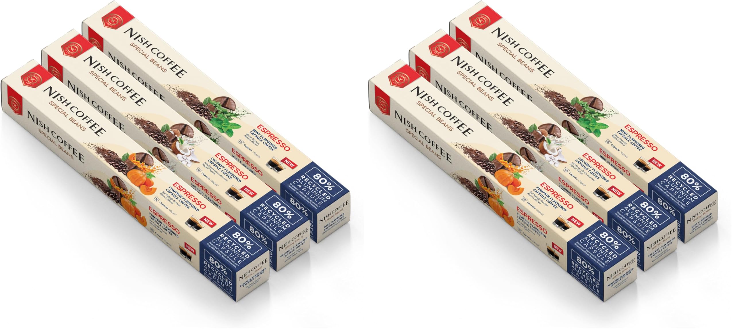 Nish Kahve Aromalı Kapsül Kahve 3'lü Set Bal Kabağı Nane Hindistan Cevizi 30 Adet (2 paketi)