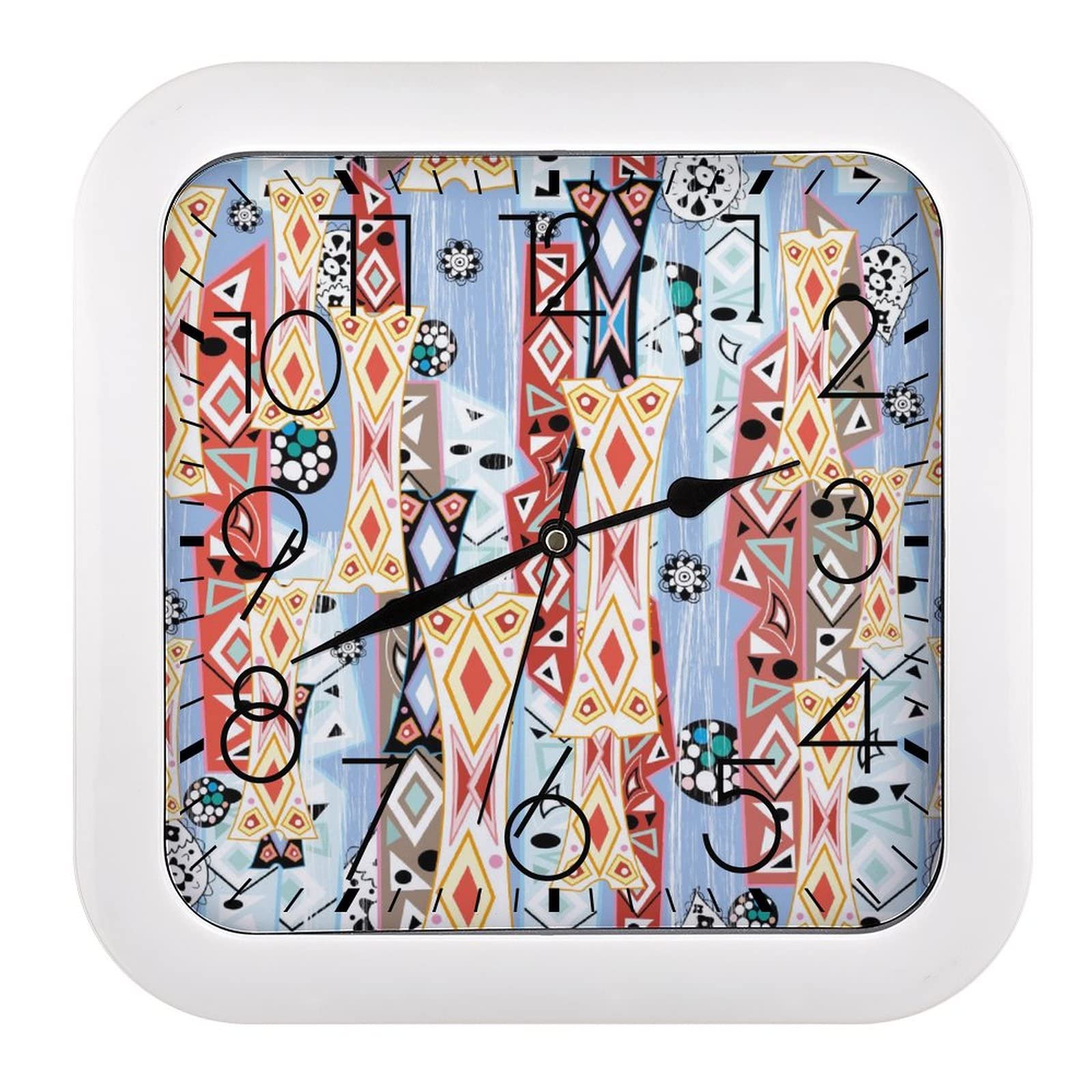 Horloge murale carrée décorative avec grands chiffres lisibles de 26x26cm pour le salon
