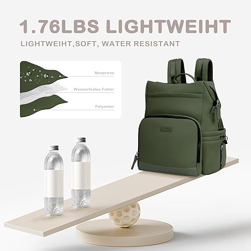 Miniatura 7 de VONAL Mochila de neopreno para pañales con cambiador, mochila de neopreno de gran capacidad de 33 litros con bolsillos aislados, mochila de pañales